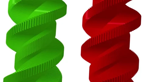 Red green and white 3d spiral twisted video, twisted animation green red white Stock Footage 259609924