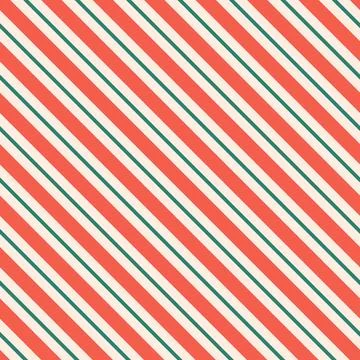 Red, green and white candy cane diagonal stripes Christmas pattern Stock Illustration