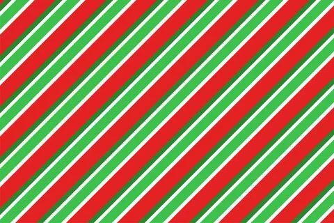 Red, green and white diagonal stripes background vector illustration. Candy cane Stock Illustration