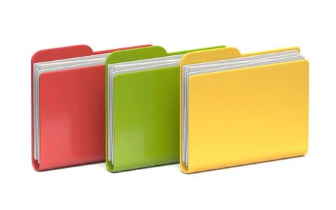 Red, green and yellow folder icon 3D 스톡 일러스트