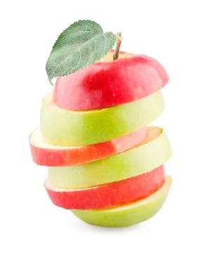 Red-green apple with leaf Stock Photos