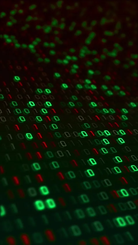 Red Green Binary Code Cybersecurity Data Background 스톡 동영상 341363528