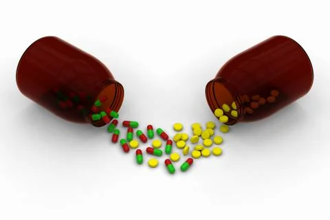 Red green capsules Vs yellow pills Stock Illustration
