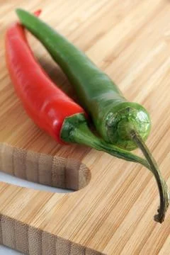 Red &amp; green chilis Stock Photos