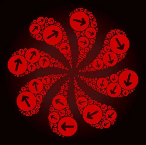 Red Green Direction CW Arrow Icon Curl Explosion Illustrazione stock