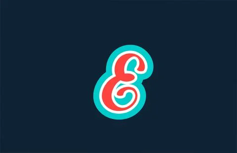 Red green handwritten E alphabet letter icon logo design. Creative template f Stock Illustration