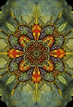 Red Green Mandala 스톡 일러스트