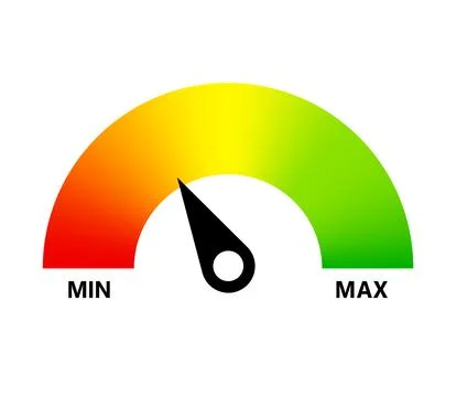 Red Green Meter Minimum Maximum Level Indicator Icon Stock Illustration