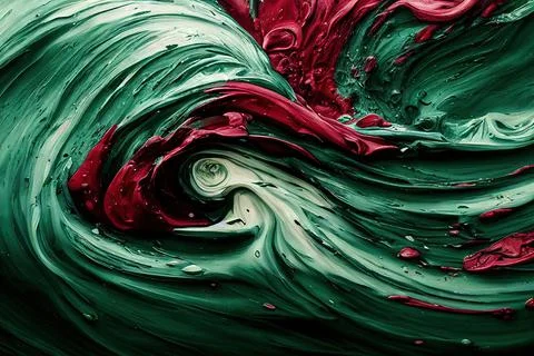 Red green paint swirling pattern Stock Illustration