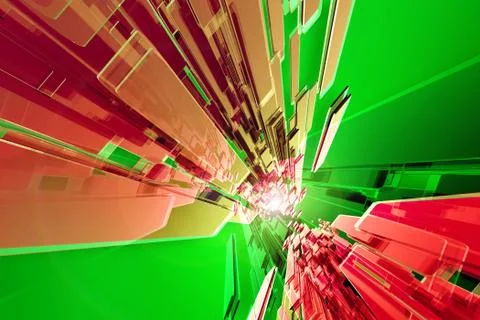 Red-green tech. abstract 3d rendered red-green Illustrazione stock