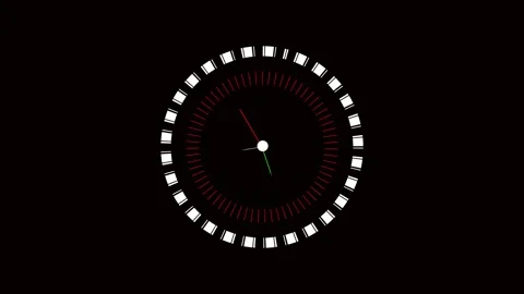 Red green white clockface animated clock hands motion graphics loop. Countd.. Video stock 321392791