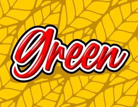 Red green writing on a leaf Stock Illustration