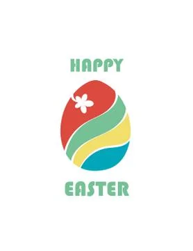 Red, green, yellow, blue Easter egg with a flower. Happy Easter. vector Stock Illustration