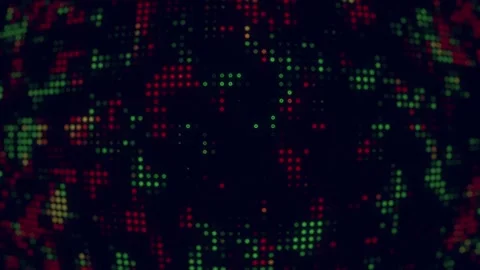 Red Green Yellow Pixel LED Animation | Digital Glowing Dots Background Loop 스톡 동영상 311410514