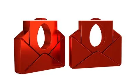 Red Greeting card with Happy Easter icon isolated on transparent background.. Illustrazione stock