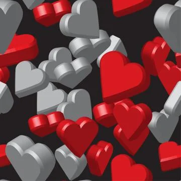 Red Grey Hearts Seamless Pattern Stock-Illustration
