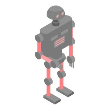Red grey robot icon, isometric style Illustrazione stock