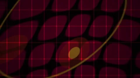 Red Grid Abstract Background with Yellow Orbital Motion Loop for Technology Stock Footage 343761601