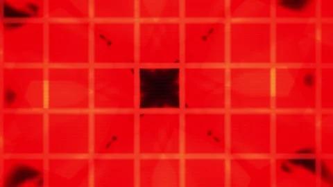 Red Grid Abstract Motion with Symmetrical Black Shapes Dynamic Background Stock Footage 343762087