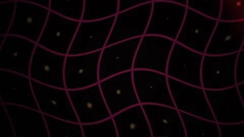 Red Grid with Glowing Wavy Lines and Dynamic Light Movement Effect Stock Footage 343762056