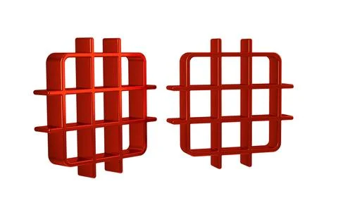 Red Grid graph paper icon isolated on transparent background. 스톡 일러스트