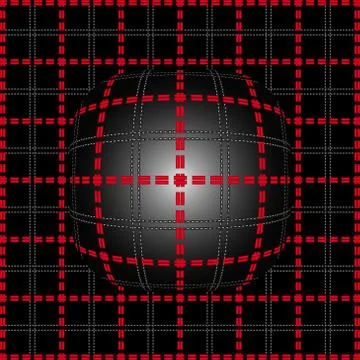 Red grid lighting convex background Illustrazione stock