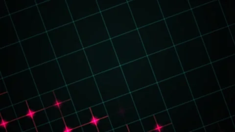 Red grid lights on black background with white grid lines. Stock Footage 335539991