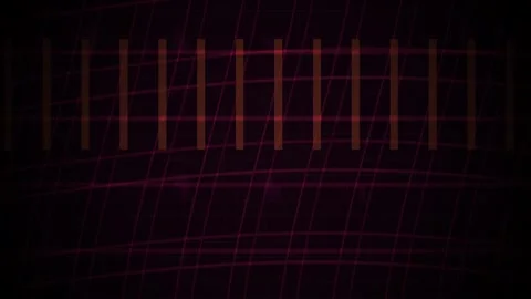 Red Grid Motion Background with Glowing Lines and Vertical Equalizer Bars Stock Footage 343762119