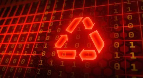 Red Grid Recycle icon for digital electronic future technology of computer an Stock-Illustration