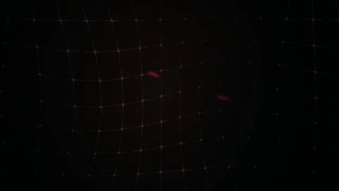 Red Grid Warps and Pulses Dynamically on a Dark Digital Background for Tech.. Stock Footage 343761811