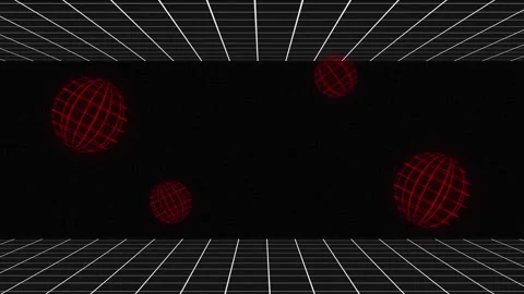 Red gridded spheres on a dark background. Stock-Footage 291167505