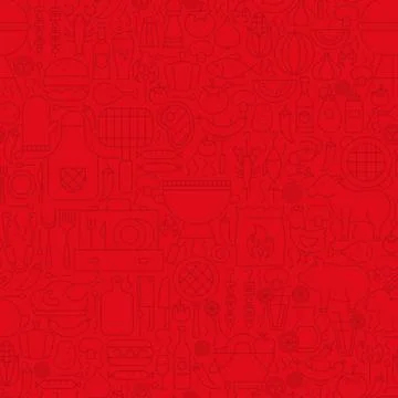 Red Grill Menu Line Tile Pattern Illustrazione stock