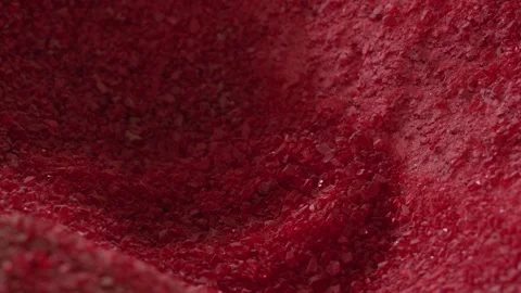 Red Ground Plastic Regrind Close Up Texture At Recycling Factory Vidéo 343892720