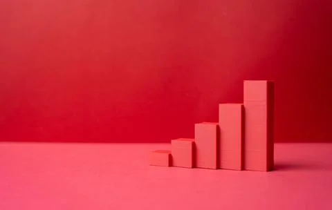 Red growth chart on a red background. Financial and salary growth. Indicator  Stock Photos