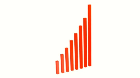 Red growth graph with rising bars and arrow on green chromakey background for Stock Footage 289331413