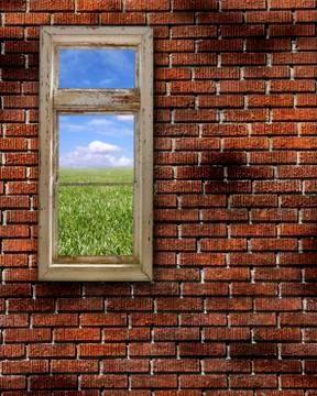 Red grunge brick wall frame background texture Stock Photos