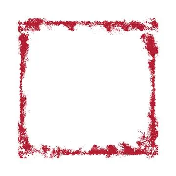 Red grunge frame with scratched rough edges, vector dirty paintbrush strokes Stock Illustration