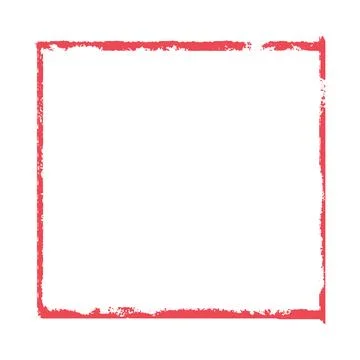 Red grunge frame, vector thin paintbrush strokes square border scratched rough Stock Illustration
