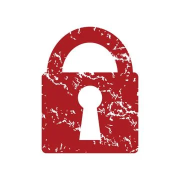 Red grunge lock logo Illustrazione stock