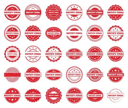 Red Grunge Notify Final Stamps. Vintage Design Elements Stock Illustration