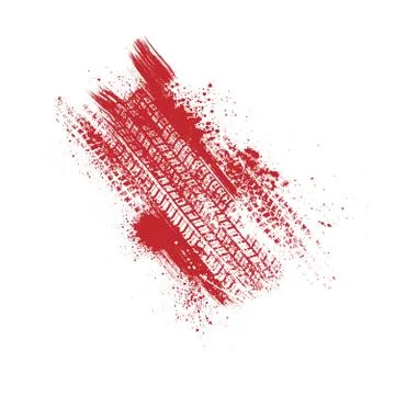 Red grunge tire track Stock Illustration
