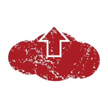 Red grunge upload cloud logo Illustrazione stock