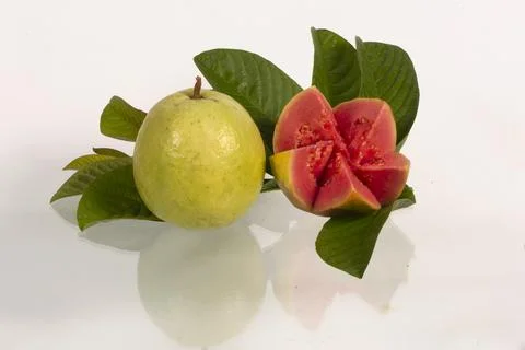 Red guava fruit on white background Stock Photos
