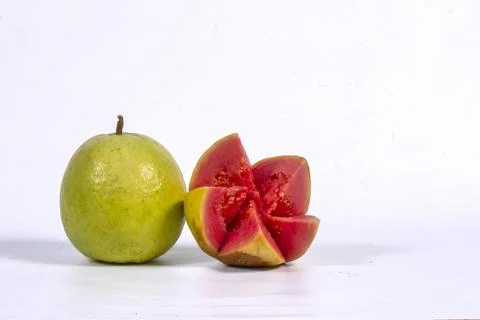 Red guava fruit on white background Stock Photos