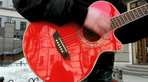 Red guitar Stock Footage 10844497