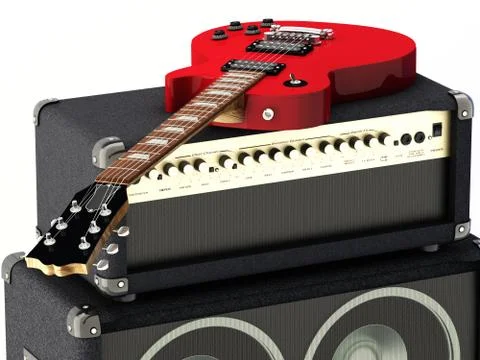 Red guitar Stock Illustration