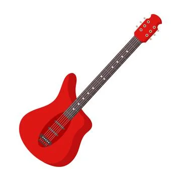 Red guitar for web design on white background Stock Illustration
