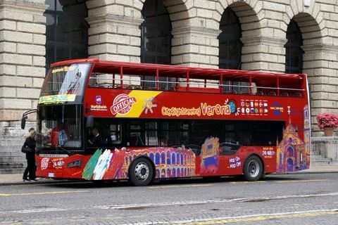 Red Güleryüz panorama double deckertourist bus Stock Photos