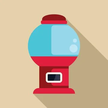 Red gumball machine dispensing bubble gum in a sphere Stock Illustration