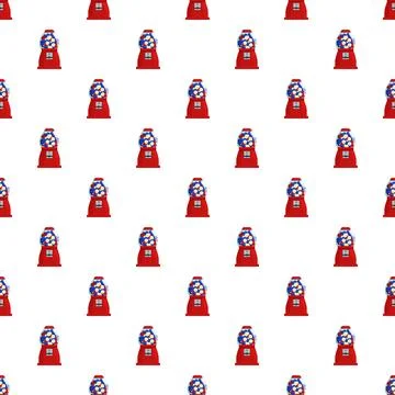 Red gumball machines repeating pattern background Illustrazione stock